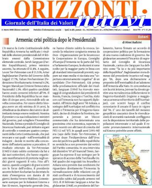 Articolo Elezioni presidenziali 2008 in Armenia
