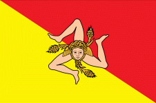 Flag of Sicily with Trinacria