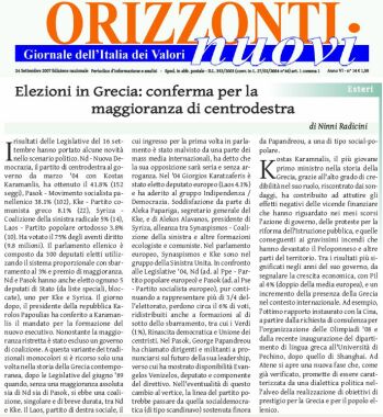 Articolo su Legislative 2007 in Grecia