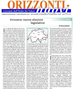 Articolo su elezioni legislative in Svizzera