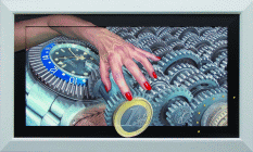 Dipinto a olio su tela di cm.133x74 denominato La roulette del tempo realizzato da Alessandro Calligaris nel 2014