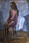 Dipinto di cm.54x39 denominato Figura seduta realizzato da Alice Psacaropulo negli anni '50