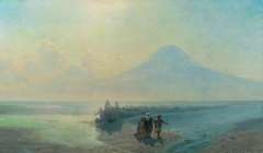 Dipinto a olio su tela di cm 128x218 denominato Discesa di No� dal Monte Ararat realizzato da Ivan Aivazovskij nel 1889 esposto alla Galleria Nazionale dell'Armenia di Erevan