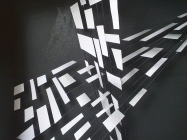 Opera di Carlo Fontanella denominata Punto Croce realizzata nel 2016 in carta, ferro e legno di cm.80x90