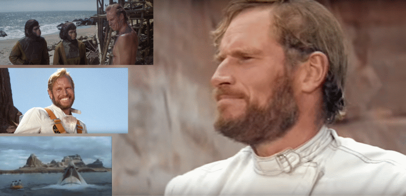Composizione di fotogrammi di Charlton Heston dal film Il Pianeta delle Scimmie