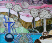 Opera di Daniela Turk denominata Bosco realizzata nel 2003 in tecnica Tiffany di cm.30x70