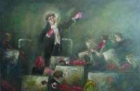 Dipinto a olio su tela di cm.120x80 denominato Direttore d'orchestra realizzato da Livio Rosignano nel 2012