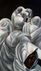 Dipinto a olio su tela di cm.70x120 denominato Uomini realizzato da Elisabetta Bolaffio nel 2011