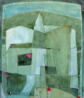 Dipinto in tecnica mista di cm.70x60 denominato Borgo silente realizzato nel 2014 da Elsa Delise