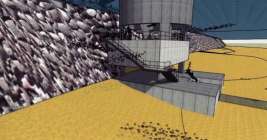 Rappresentazione di una parte della cittadella subacquea scientifica Fucrum ideata per Trieste