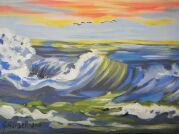 Dipinto ad acrilico su tela di cm.40x50 denominato Onde pulsive realizzato da Giuliana Griselli nel 2010