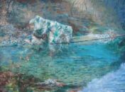 Opera di cm.60x80 denominata Il lago di Cornino realizzata da Giuseppe Saracino nel 2004