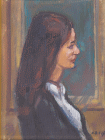 Dipinto a olio su cartone telato di cm.24x18 denominato Ritratto di donna realizzato da Lin Delija nel 1970 nella collezione Santa Mazzocchi