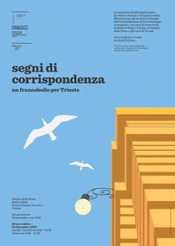 Locandina della mostra Segni di corrispondenza. Un francobollo per Trieste