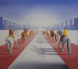 Dipinto ad olio su tela di cm.89x99 denominato Going to the City realizzato da Lorenzo Vale nel 2016