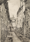 Disegno a carboncino di cm.20x30 denominato Calle istriana realizzato da Nello Pacchietto nel 1946