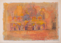 Dipinto ad acquarello su carta di cm.50x35 denominato Venezia San Marco realizzato da Nello Pacchietto nel 1963
