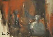 Dipinto a olio su tela cm.100x70 denominato Vetri opalini realizzato da Nora Carella nel 2007