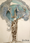 Dipinto in tecnica mista di cm.36x26 denominato Albero realizzato da Patrizia Schoss nel 1978