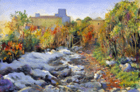 Dipinto a olio su tavola di cm.20x30 denominato Dal sentiero Rilke realizzato da Roberto Budicin nel 2014