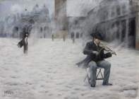 Dipinto a olio su tela di cm.70x50 denominato Inverno realizzato da Roberto Budicin nel 2012