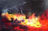 Opera a tecnica mista di cm.60x40 denominata Paths Fire realizzata da Roberto Tigelli nel 2008