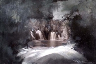 Opera a tecnica mista di cm.60x40 denominata Paths Water realizzata da Roberto Tigelli nel 2008