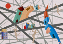 Dipinto in acrilico su cartoncino di cm.32x22 denominato La ricerca divertente realizzato da Serena Zors Breuer