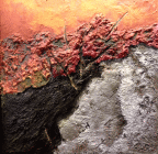 Opera di Silvano Clavora denominata Espressione carsica 01 realizzata nel 2015 con tecnica mista di cm 50x50