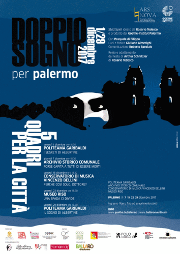 Locandina di Doppio Sogno per Palermo, rappresentazione teatrale promossa dal Goethe-Institut Palermo
