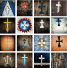 Fotografia di Stratos Kalafatis composta da un quadrato diviso in sedici quadrati uguali in ognuno dei quali vi è una croce con caratteristiche grafiche diverse