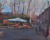 Dipinto a olio e acrilico su faesite di cm.93x75 denominato Trieste Giardino Pubblico realizzato da Roberto del Frate nel 2010