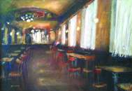 Dipinto a olio su tela di cm.100x70 realizzato da Livio Rosignano nel 2008 denominato Trieste, Interno di Caffe San Marco