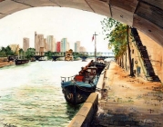 Dipinto a olio su tela denominato Ponte di Bir-Hakeim realizzato da Fabio Zubini
