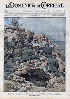 Sull'estrema linea del Carso, disegno di Achille Beltrame
