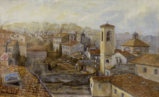 Dipinto a olio denominato Su Santa Maria Maggiore realizzato da Aldo Bressanutti