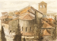 Dipinto in acquaforte colorata di cm 35x50 denominato San Giusto realizzato da Aldo Bressanutti