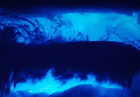 Particolare di una opera di Anna Zennaro di cm. 30x30 realizzata nel 2018 con una tecnica mista su legno e denominata The Blue Cave 1