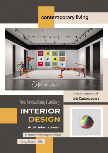 Locandina della rassegna Arte contemporanea tra design e visioni internazionali