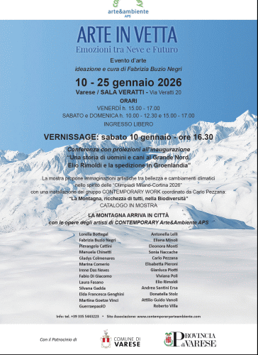 Locandina della rassegna d'arte Arte in Vetta Emozioni tra Neve e Futuro