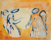 Dipinto ad acquarello su carta di cm.22x32 denominato Angeli realizzato negli anni 80 da Alice Psacaropulo