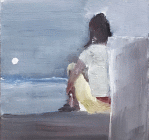 Dipinto in olio su carta di cm 15x12 denominato Moon realizzato da Arturo D'Ascanio nel 2025