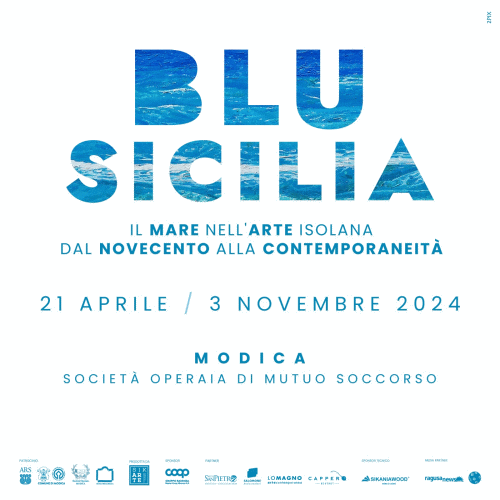 Locandina della mostra Blu Sicilia allestita a Modica