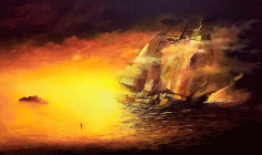 Opera di cm 90x150 denominata l'ultimo viaggio realizzata da Claudio Mario Feruglio nel 2015