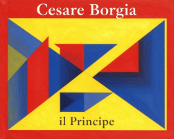 Composizione geometrica ideata da Ninni Radicini e realizzata con il supporto di un programma di Intelligenza Artificiale per la presentazione di un saggio storico su Cesare Borgia.