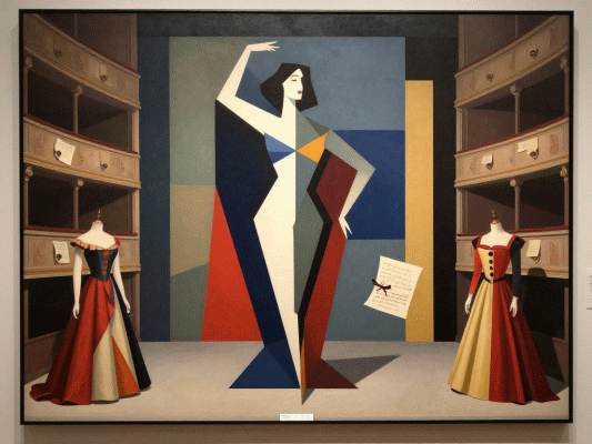 Composizione per articolo dedicato a Maria Callas ideata da Ninni Radicini e realizzata con il supporto di un programma di Intelligenza Artificale
