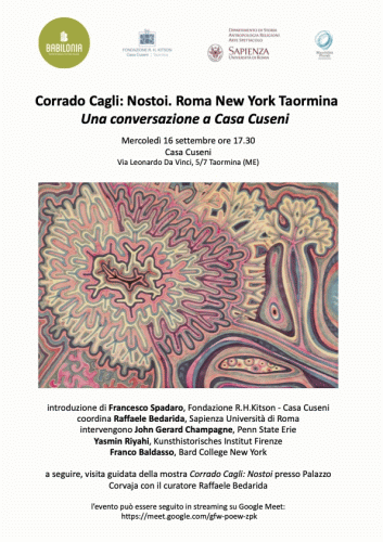 Locandina della conferenza a Taormina dedicata all'artista Corrado Cagli