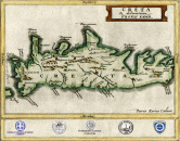 Il disegno dell'Isola di Creta tratto da una carta geografia dell'Ottocento
