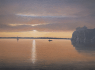 Dipinto olio su tela di cm.60x80 realizzato da Fabio Colussi nel 2019 denominato Riflessi a Duino