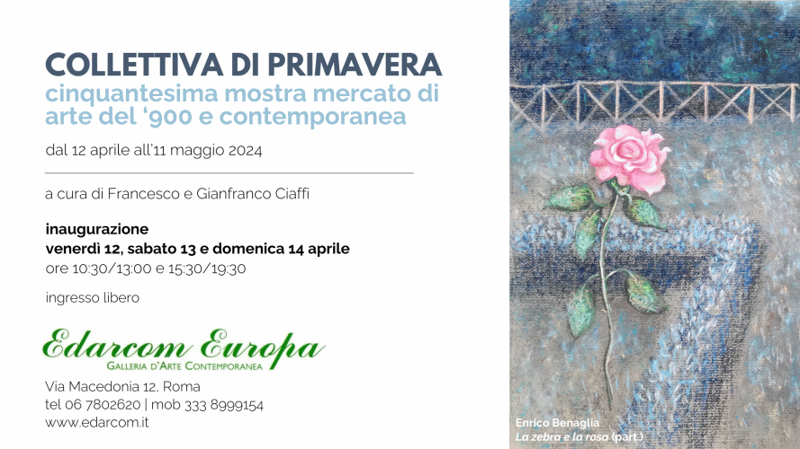 Locandina della Collettiva di Primavera 2024 alla Galleria d'arte Edarcom Europa